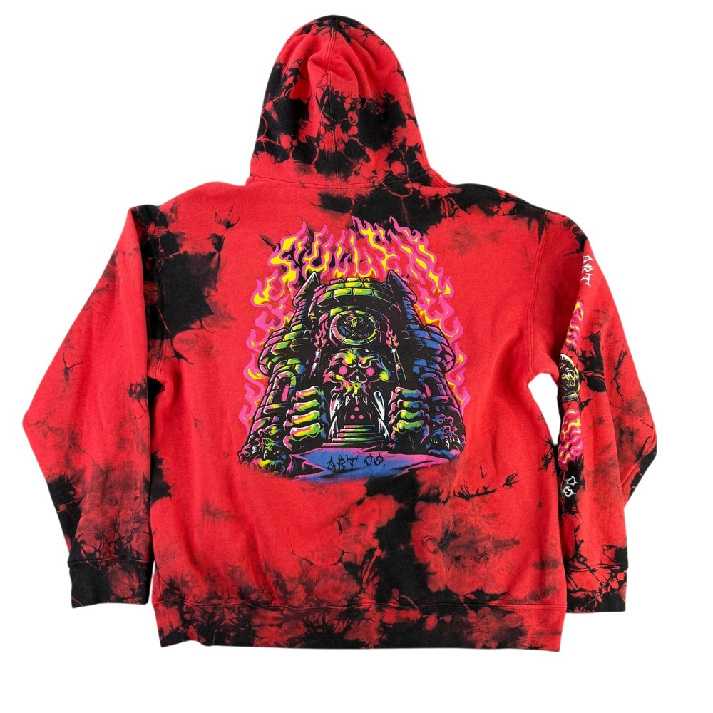 Sullen‎ Art Collective Hoodie Mens XL Red Black Tie Dye Skull Graphic Tattoo Art